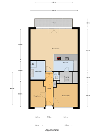 Floor plan - Willem Frederik Hermansstraat 47, 1011 DG Amsterdam 